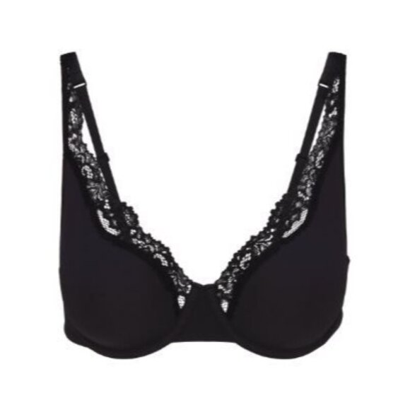 NWT SKIMS FITS EVERYBODY LACE UNLINED FULL COVERAGE BRA ONYX 36C - Picture 1 of 1